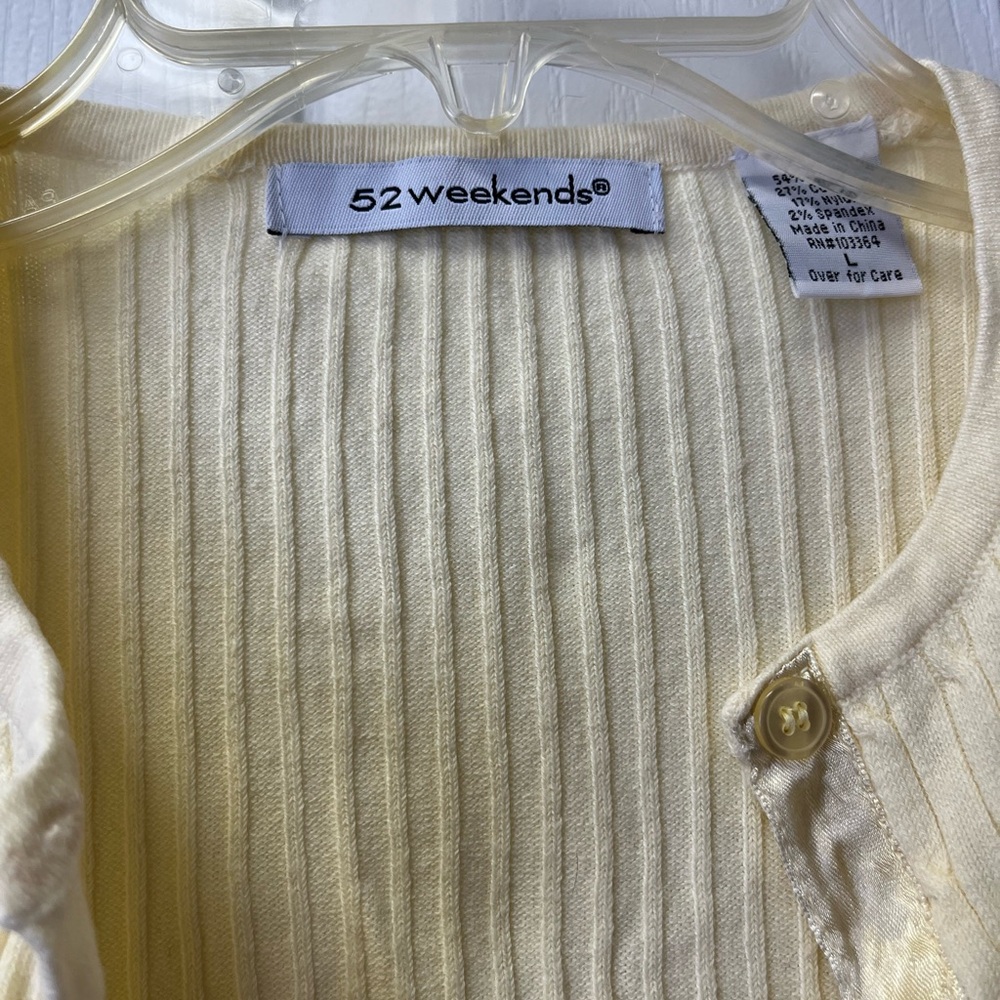 52 Weekends Ivory Ribbed Knit Cardigan